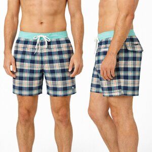 Original Penguin Men's Turquoise Plaid Swim Trunks - Size 33